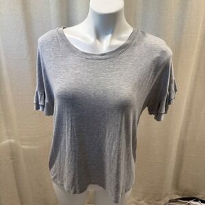 Jasmine & Ginger Gray‎ Ruffle Sleeve T-Shirt Top Womens